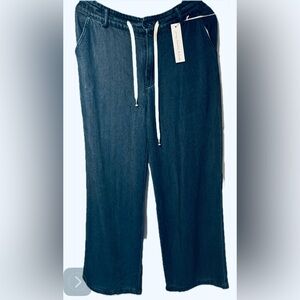 NWT Young Fabulous & Broke WIDE LEG Relaxed drawstring Blue Jeans LG